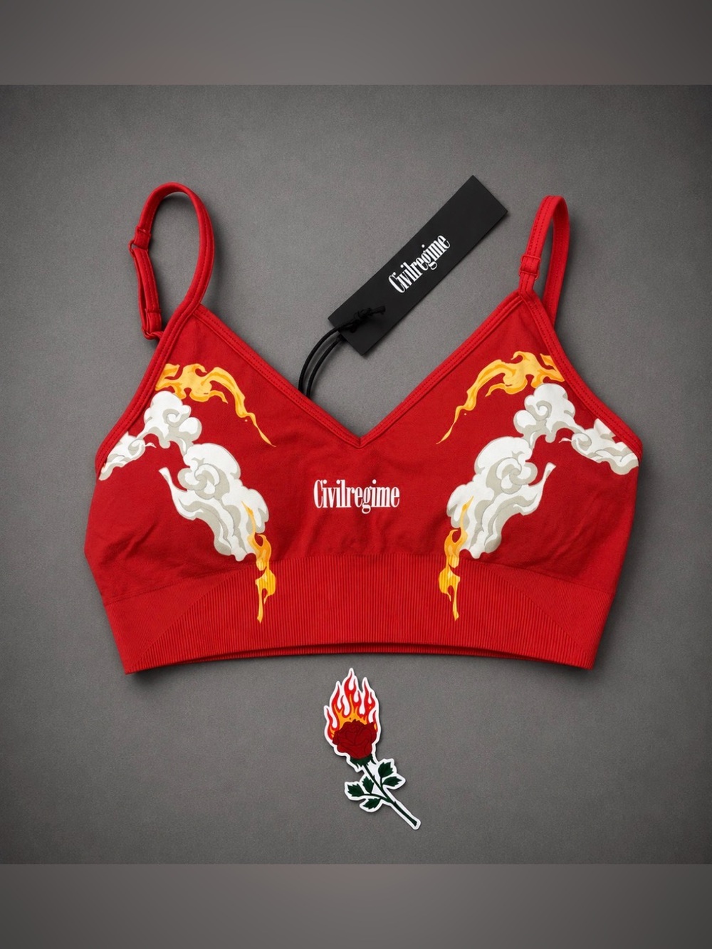 CivilRegime Red In the Clouds Kelly Seamless Bra